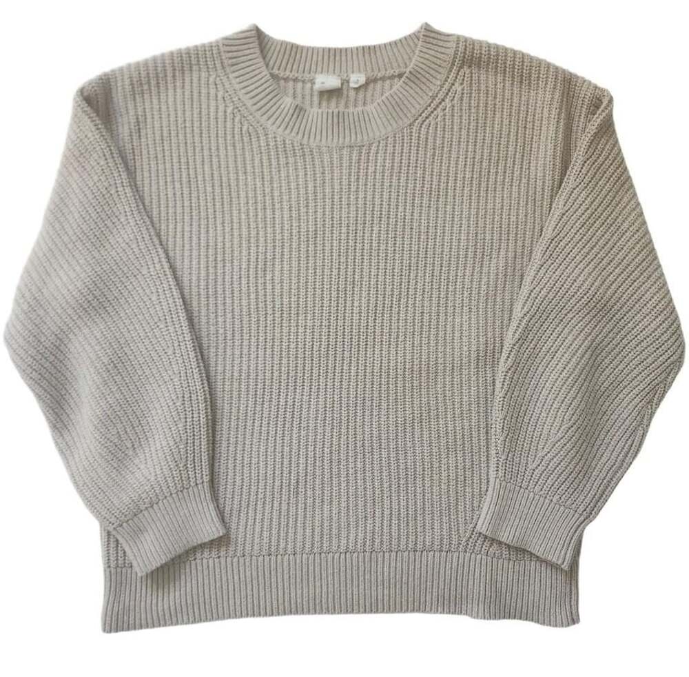 Gap Easy Boatneck Sweater Size S Oatmeal Heather Ribbed Knit Pullover